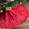 Christmas Tree Skirt, 48 Inches Classic Red Luxury Velvet Fur Plush Red Tree Skirt, Vintage Tree Skirts with Gold Embroidered Snowflake for Merry Christmas